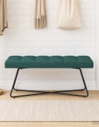 vidaXL Пейка с копчета Тъмнозелено 110 x 40 x 46 cm Текстил
