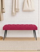 vidaXL Пейка с копчета Виненочервен 110 x 40 x 46 cm Кадифе
