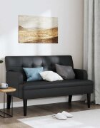 vidaXL Пейка с облегалка черна 112x655x75 см изкуствена кожа