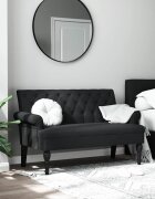 vidaXL Пейка с облегалка черна 120x62x755 см плат