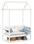 vidaXL Пейка с покрив бяла 1175x70x1765 см бор масив