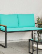 vidaXL Пейка с възглавница Черен и Туркоаз 115 x 65 x 72 см Ратан