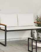 vidaXL Пейка с възглавница Черно и кремаво бяло 115 x 65 x 72 см Ратан