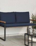 vidaXL Пейка с възглавница Сив и тъмен син 115 x 65 x 72 см Ратан