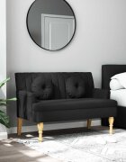 vidaXL Пейка с възглавници черно 113x645x755 см плат