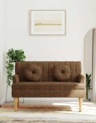 vidaXL Пейка с възглавници кафява 113x645x755 см изкуствен велур