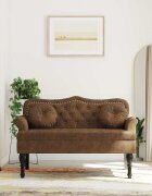 vidaXL Пейка с възглавници кафява 1205x65x75 см изкуствена велур