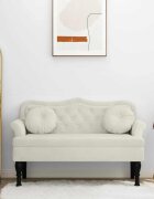 vidaXL Пейка с възглавници кремава 1205x65x75 см кадифе