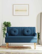 vidaXL Пейка с възглавници синя 113x645x755 см плат