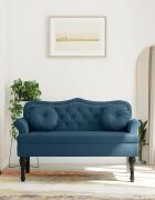 vidaXL Пейка с възглавници синя 1205x65x75 см кадифе