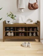 vidaXL Пейка за антре меденокафява 110x40x60 см борово дърво масив