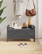 vidaXL Пейка за антре сива 80x40x43 см борово дърво масив