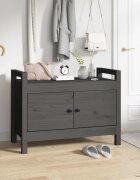 vidaXL Пейка за антре сива 80x40x60 см борово дърво масив