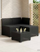 vidaXL Пейка за градина с Cushions във вид на ратан 3-местен ПП