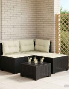 vidaXL Пейка за градина с Cushions във вид на ратан 3-местен ПП
