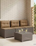 vidaXL Пейка за градина с Cushions във вид на ратан 3-местен ПП