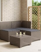 vidaXL Пейка за градина с Cushions във вид на ратан 3-местен ПП