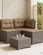 vidaXL Пейка за градина с Cushions във вид на ратан 3-местен ПП