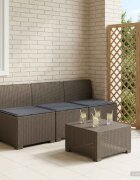 vidaXL Пейка за градина с Cushions във вид на ратан 3-местен ПП