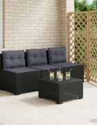 vidaXL Пейка за градина с Cushions във вид на ратан 3-местен ПП