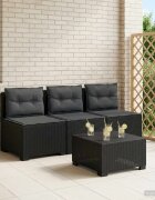 vidaXL Пейка за градина с Cushions във вид на ратан 3-местен ПП