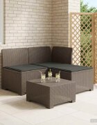 vidaXL Пейка за градина с Cushions във вид на ратан 3-местен ПП