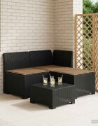 vidaXL Пейка за градина с Cushions във вид на ратан 3-местен ПП