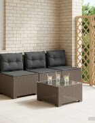 vidaXL Пейка за градина с Cushions във вид на ратан 3-местен ПП