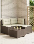 vidaXL Пейка за градина с Cushions във вид на ратан 3-местен ПП