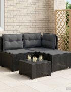 vidaXL Пейка за градина с Cushions във вид на ратан 3-местен ПП