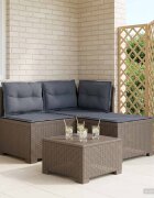 vidaXL Пейка за градина с Cushions във вид на ратан 3-местен ПП