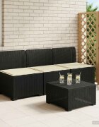 vidaXL Пейка за градина с Cushions във вид на ратан 3-местен ПП