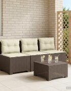 vidaXL Пейка за градина с Cushions във вид на ратан 3-местен ПП