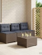 vidaXL Пейка за градина с Cushions във вид на ратан 3-местен ПП