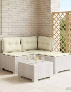vidaXL Пейка за градина с Cushions във вид на ратан 3-местен ПП Бяло
