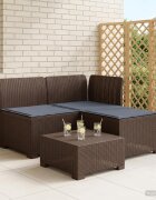 vidaXL Пейка за градина с Cushions във вид на ратан 3-местен ПП Кафяво