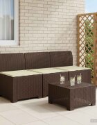 vidaXL Пейка за градина с Cushions във вид на ратан 3-местен ПП Кафяво