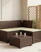 vidaXL Пейка за градина с Cushions във вид на ратан ПП Кафяво