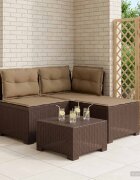 vidaXL Пейка за градина с Cushions във вид на ратан ПП Кафяво