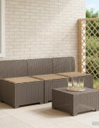 vidaXL Пейка за градина с Cushions във вид на ратан ПП Светлосиво