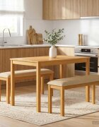 vidaXL Пейка за хранене 95 x 32 x 45 см Масивен дъб Бежово