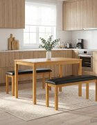 vidaXL Пейка за хранене 95 x 32 x 45 см Масивен дъб Черно