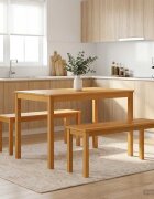 vidaXL Пейка за хранене 95 x 32 x 45 см Масивен дъб Натурално