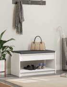 vidaXL Пейка за коридор Бял 83 x 38 x 45 см Композитно дърво и текстил