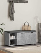 vidaXL Пейка за коридор с възглавница Бетонно Сиво 100 x 38 x 46 см