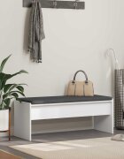 vidaXL Пейка за коридор с възглавница Бяло 103 x 38 x 40 см