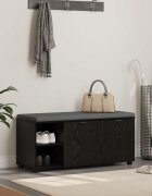 vidaXL Пейка за коридор с възглавница Черен Дъб 100 x 38 x 46 см