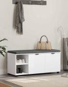 vidaXL Пейка за коридор с възглавница с рафт Бял 100 x 38 x 46 см