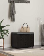 vidaXL Пейка за коридор с възглавница с рафт Черен Дъб 60 x 38 x 46 см