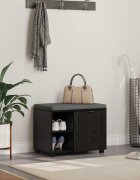 vidaXL Пейка за коридор с възглавница с рафт Черен Дъб 60 x 38 x 46 см